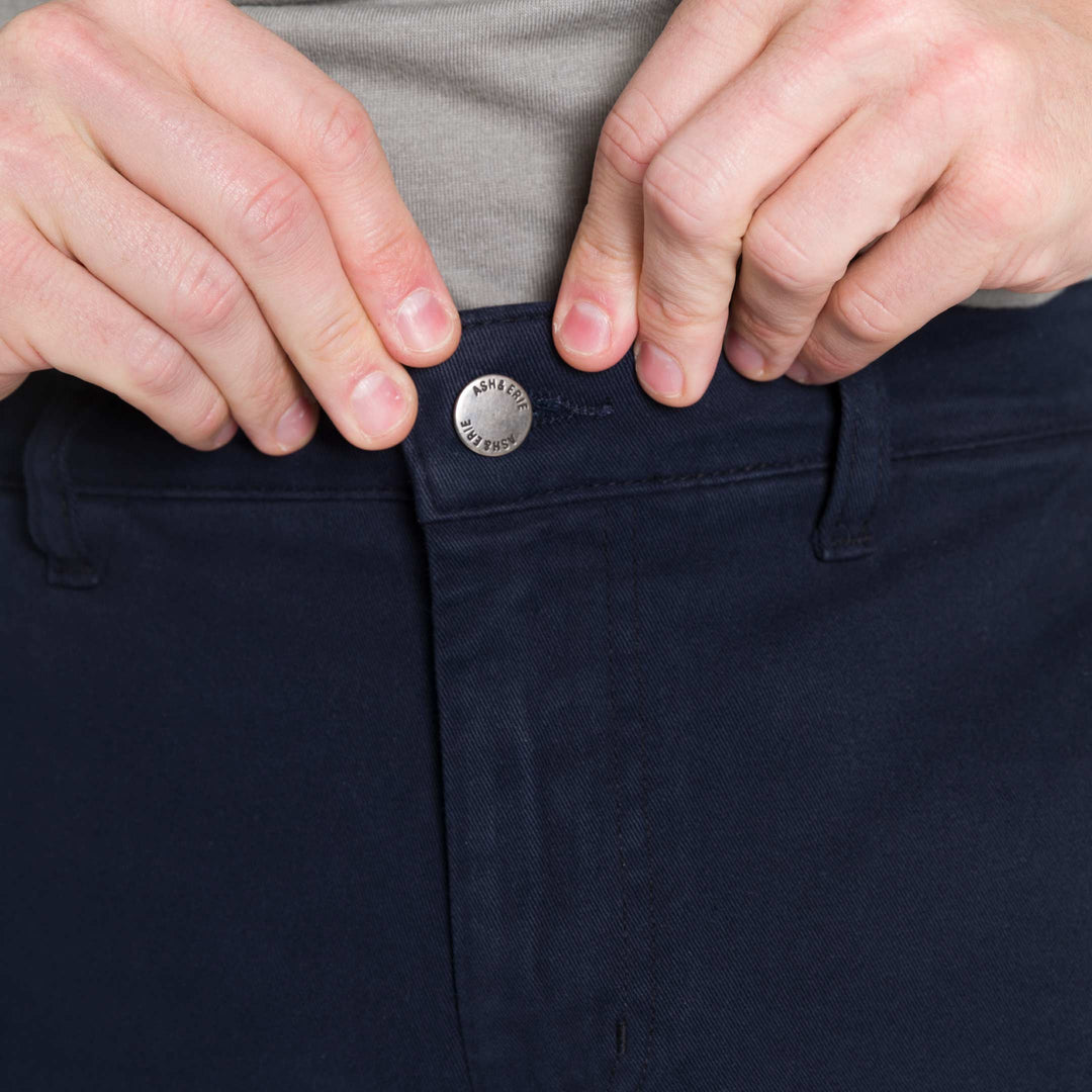 Ash & Erie Straight Fit Navy Washed Stretch Chino for Short Men   Standard Fit Chino