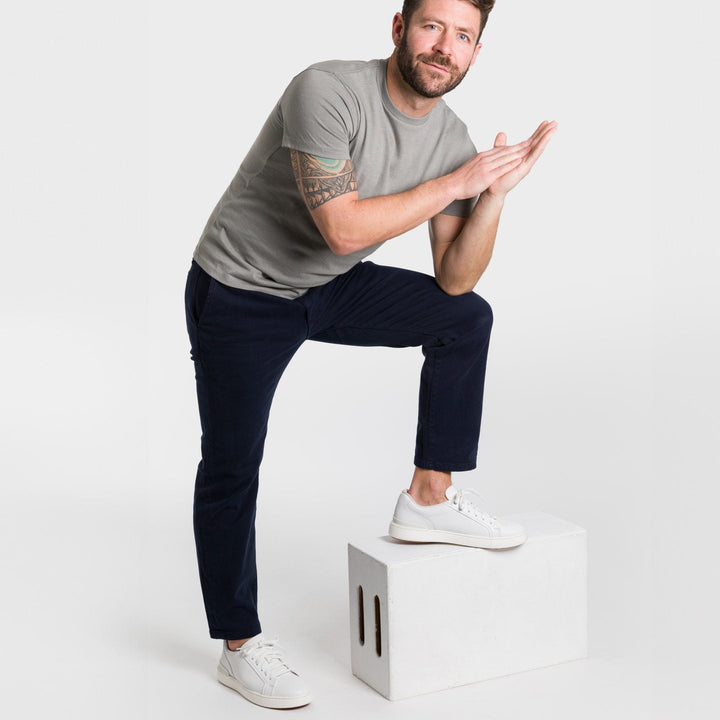 Ash & Erie Straight Fit Navy Washed Stretch Chino for Short Men   Standard Fit Chino