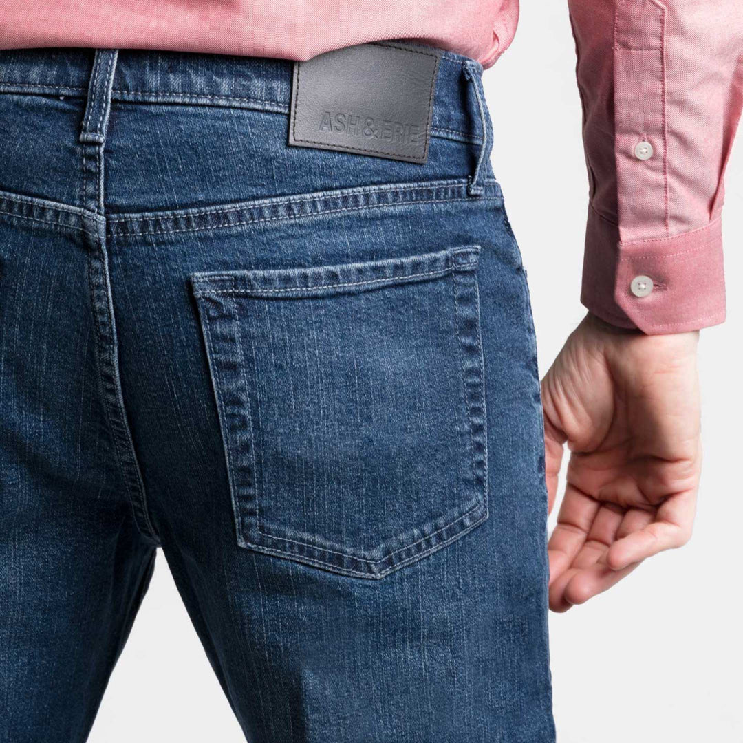 Ash & Erie Straight Fit Deep Sea Wash Denim Jeans for Short Men   Standard Fit Jeans