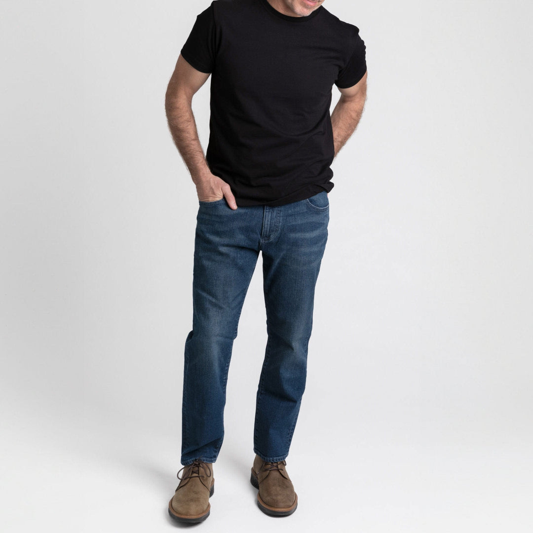 Ash & Erie Straight Fit Deep Sea Wash Denim Jeans for Short Men   Standard Fit Jeans