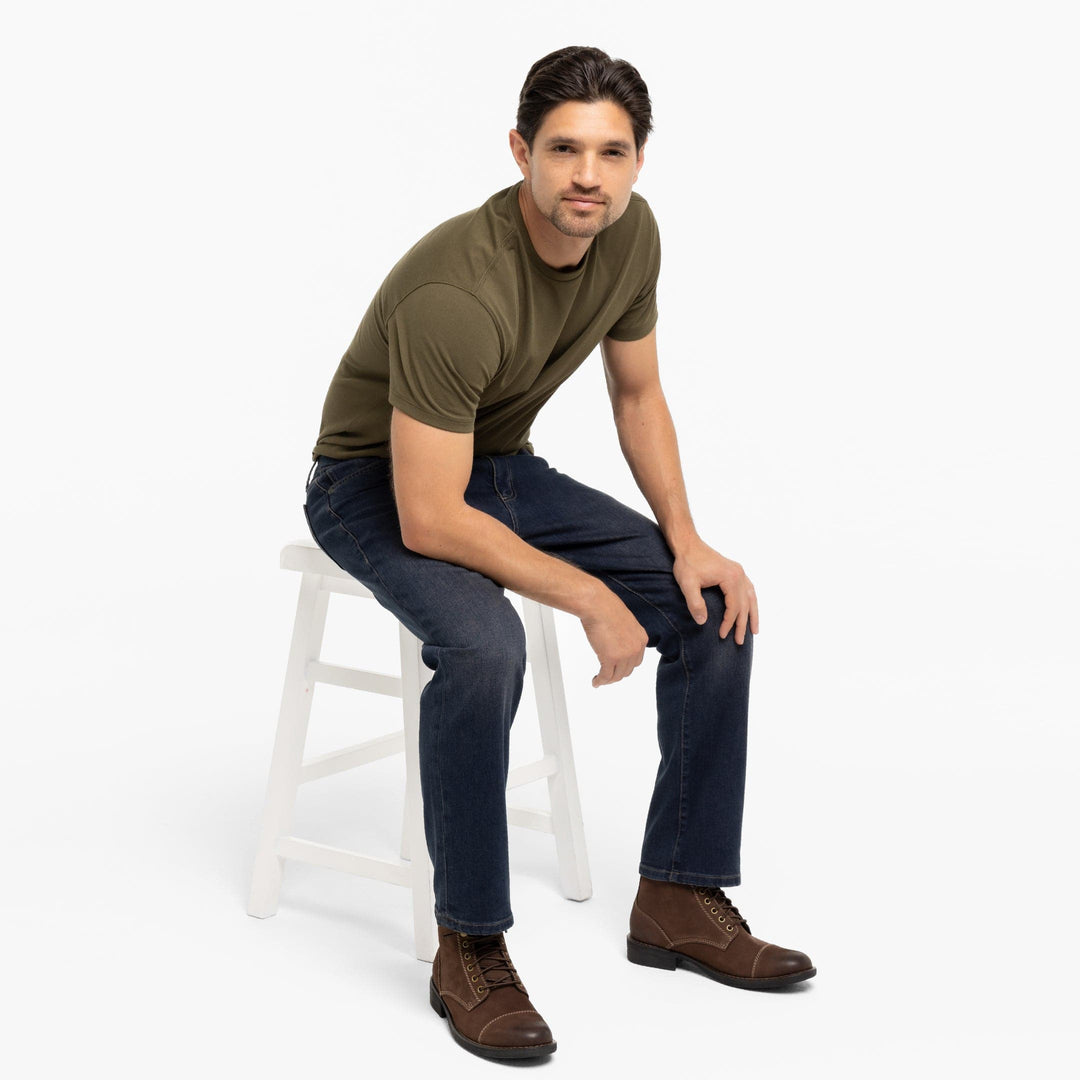 Ash & Erie Straight Fit Dark Wash Denim Jeans for Short Men   Straight Fit Jeans