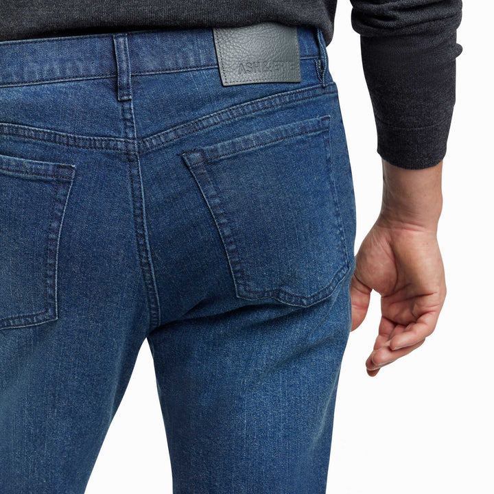 Ash & Erie Straight Fit Deep Sea Wash Denim Jeans for Short Men   Straight Fit Jeans