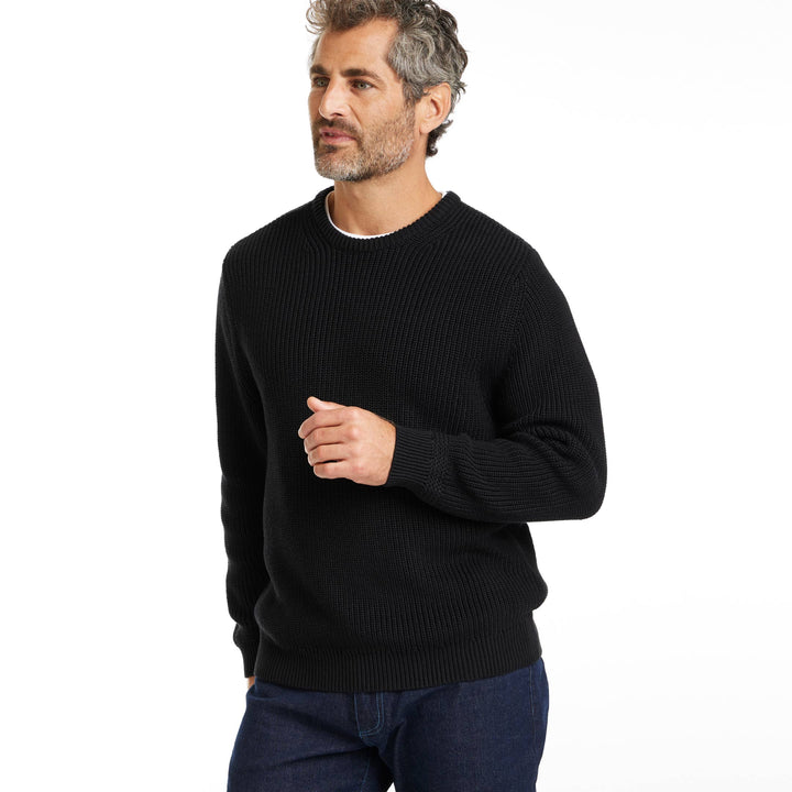 Ash & Erie Black Chunky Knit Sweater for Short Men   Sweater