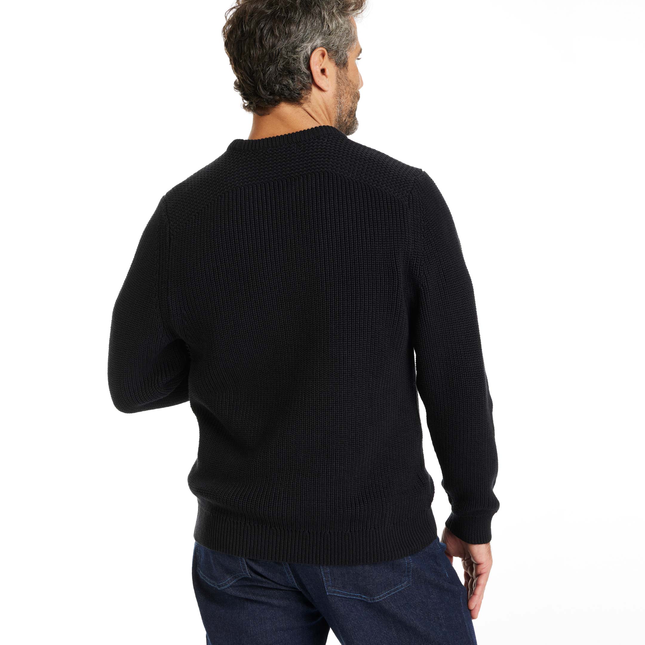 Ash & Erie Black Chunky Knit Sweater for Short Men   Sweater
