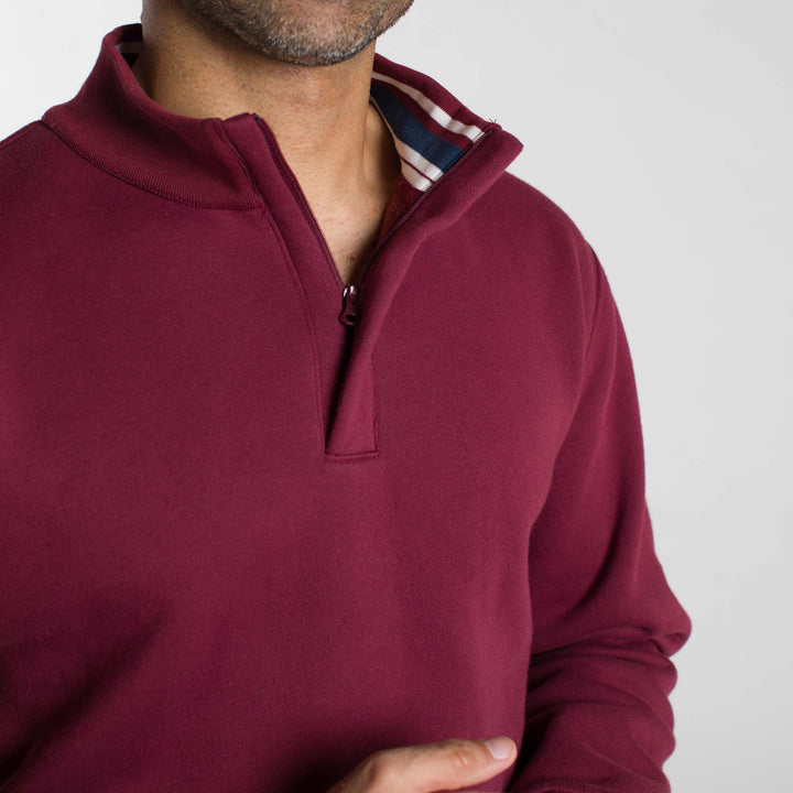 Ash & Erie Burgundy Quarter-Zip Sweatshirt for Short Men   Sweater