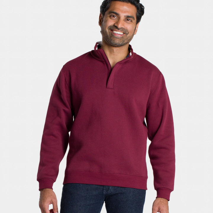 Ash & Erie Burgundy Quarter-Zip Sweatshirt for Short Men   Sweater
