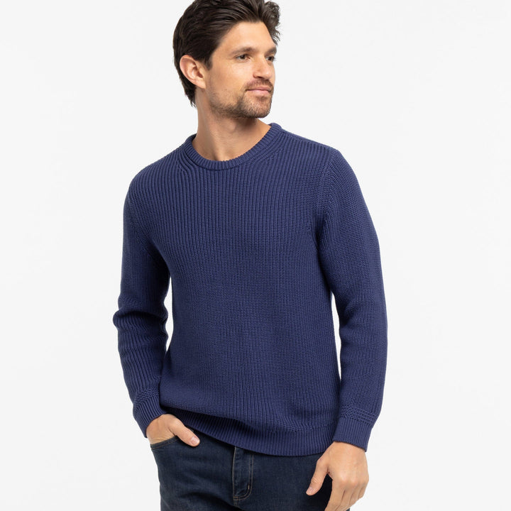 Ash & Erie Indigo Chunky Knit Sweater for Short Men   Sweater