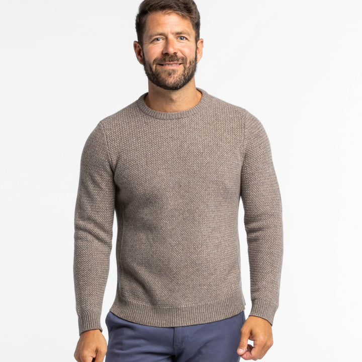 Ash & Erie Indus Textured Cashmere Blend Crew Neck Sweater for Short Men   Sweater