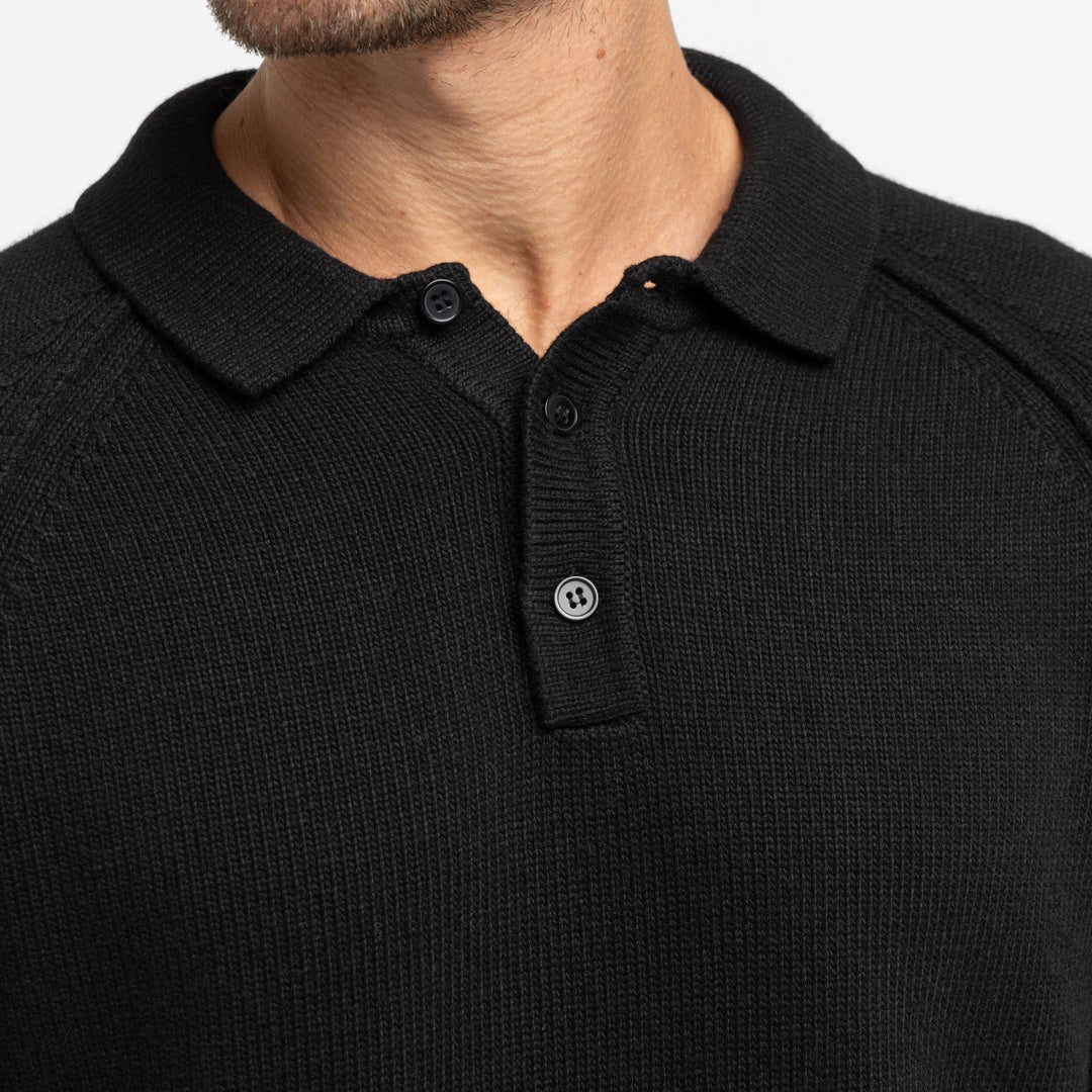 Black Sweater Polo for Short Men | Ash & Erie   Sweater Polo
