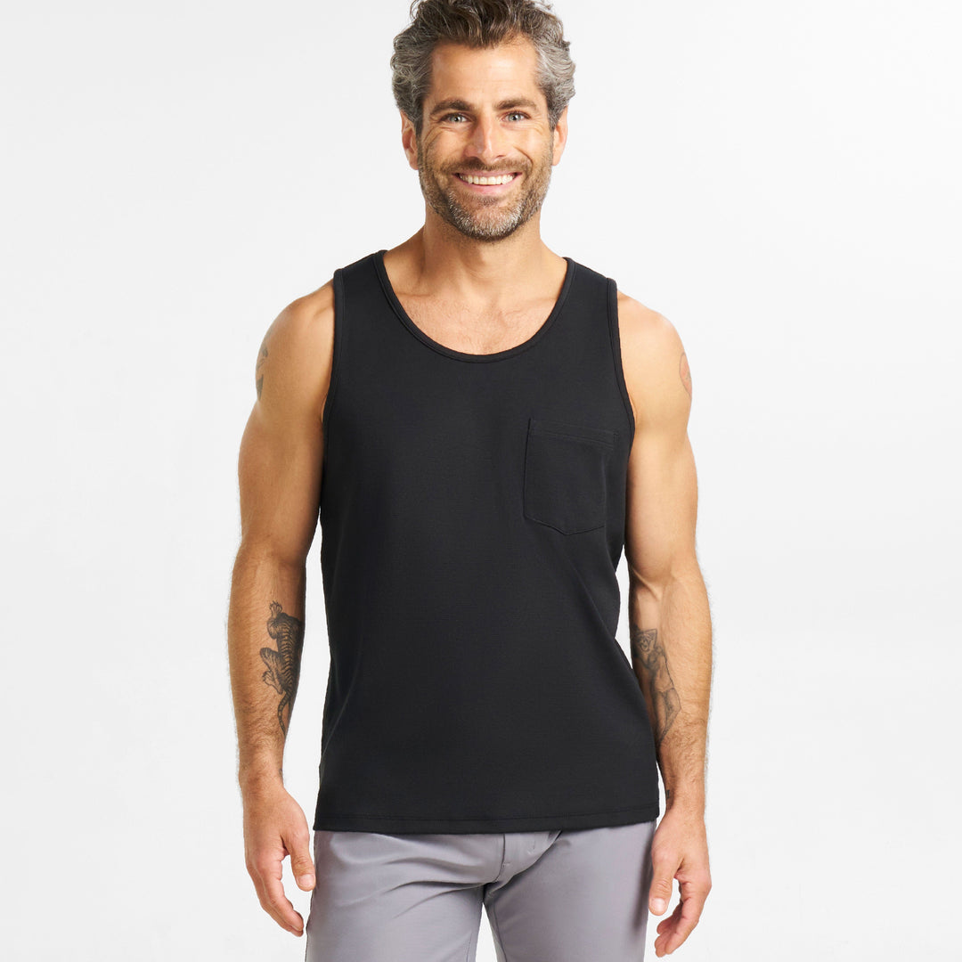 Ash & Erie Black Micro Pique Tank Top for Short Men   Tank Top