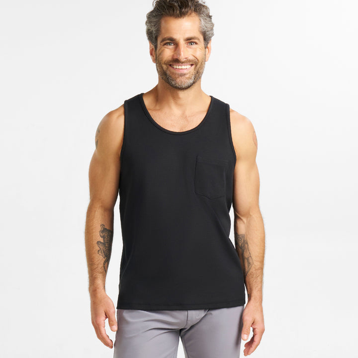 Ash & Erie Black Micro Pique Tank Top for Short Men   Tank Top