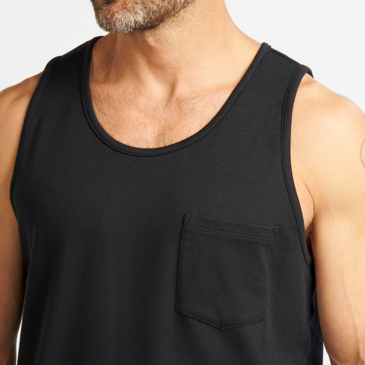 Ash & Erie Black Micro Pique Tank Top for Short Men   Tank Top