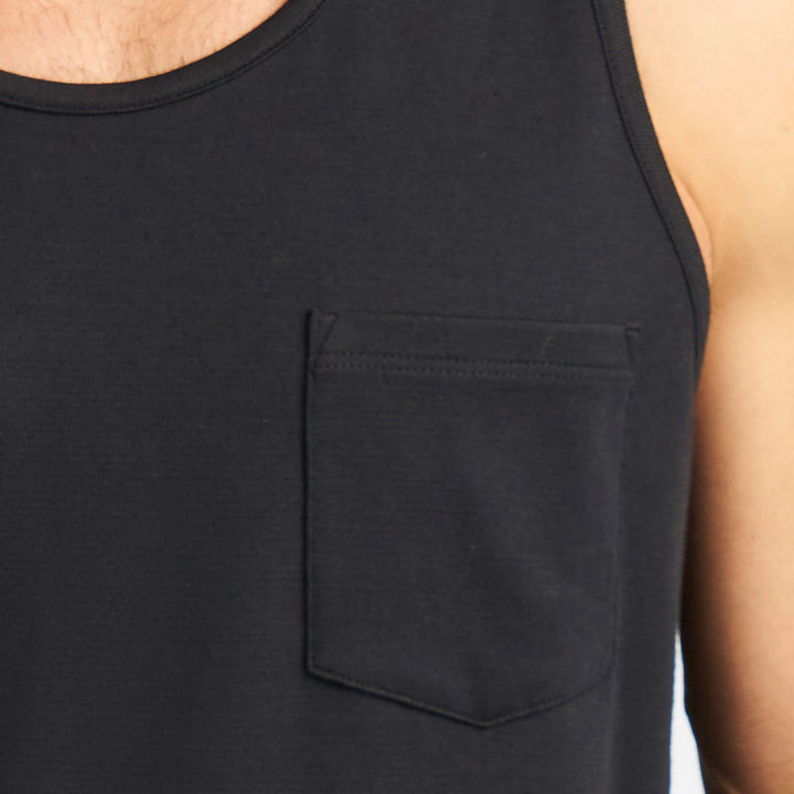 Ash & Erie Black Micro Pique Tank Top for Short Men   Tank Top
