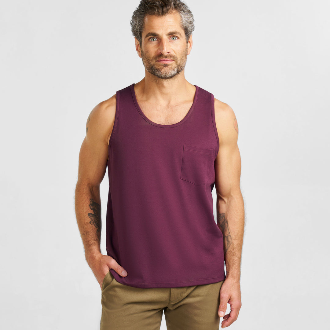 Ash & Erie Burgundy Micro Pique Tank Top for Short Men   Tank Top