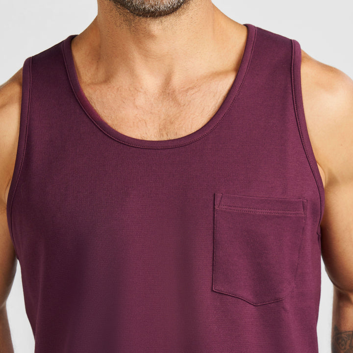 Ash & Erie Burgundy Micro Pique Tank Top for Short Men   Tank Top