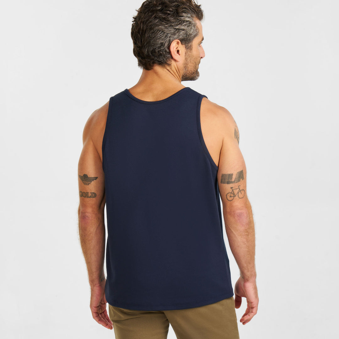 Ash & Erie Navy Micro Pique Tank Top for Short Men   Tank Top