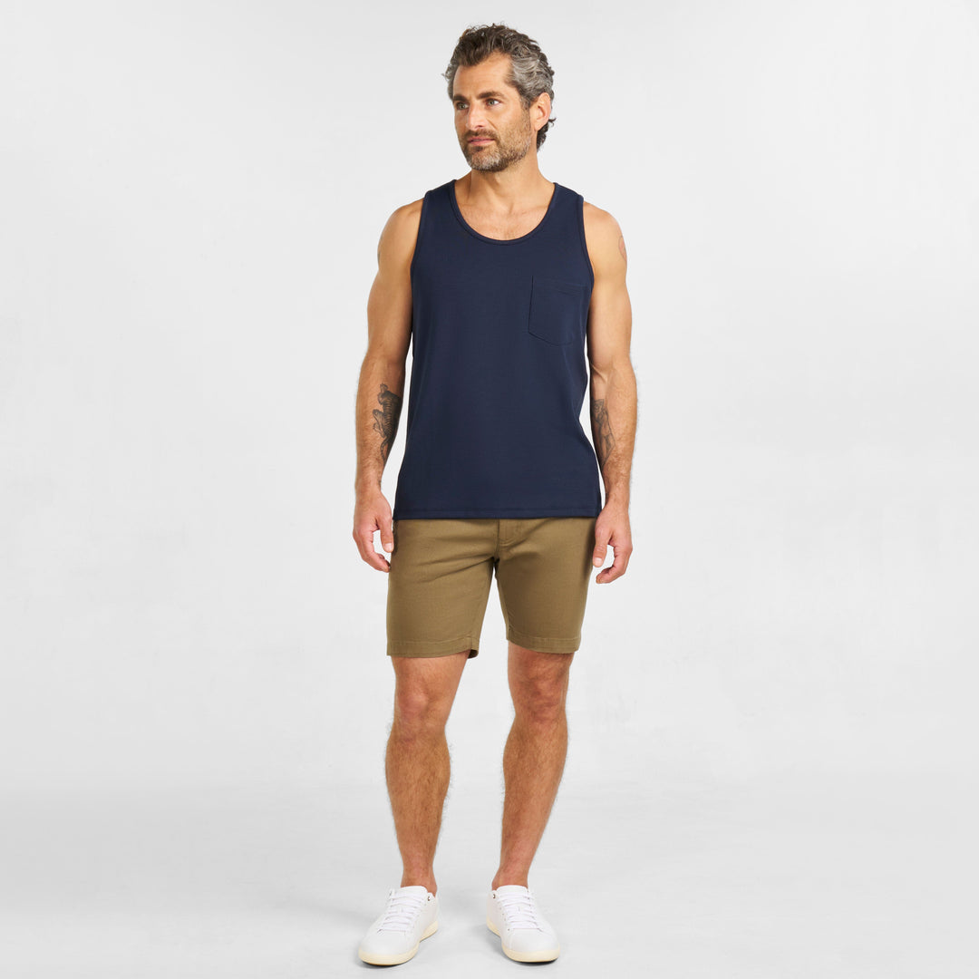 Ash & Erie Navy Micro Pique Tank Top for Short Men   Tank Top