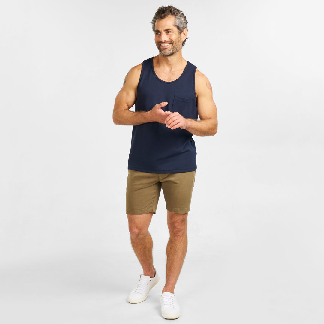 Ash & Erie Navy Micro Pique Tank Top for Short Men   Tank Top