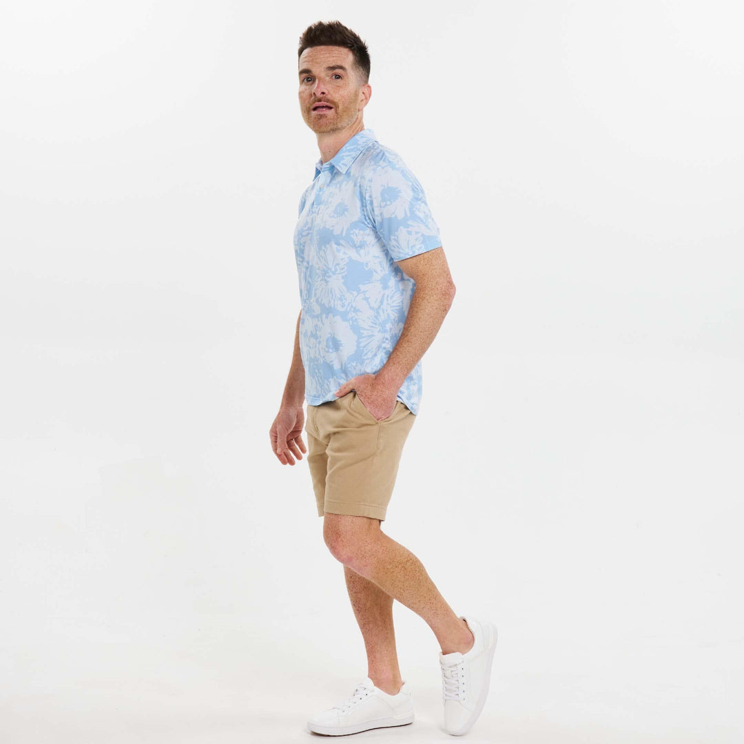 Ash & Erie Bermuda Blue Tech Polo Shirt for Short Men   Tech Polo Shirt