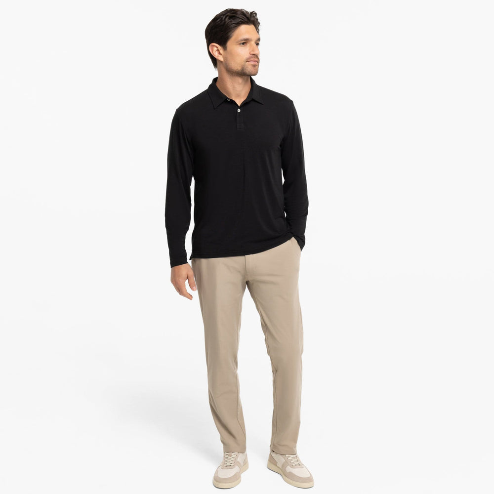 Ash & Erie Black Long Sleeve Tech Polo Shirt for Short Men   Tech Polo Shirt