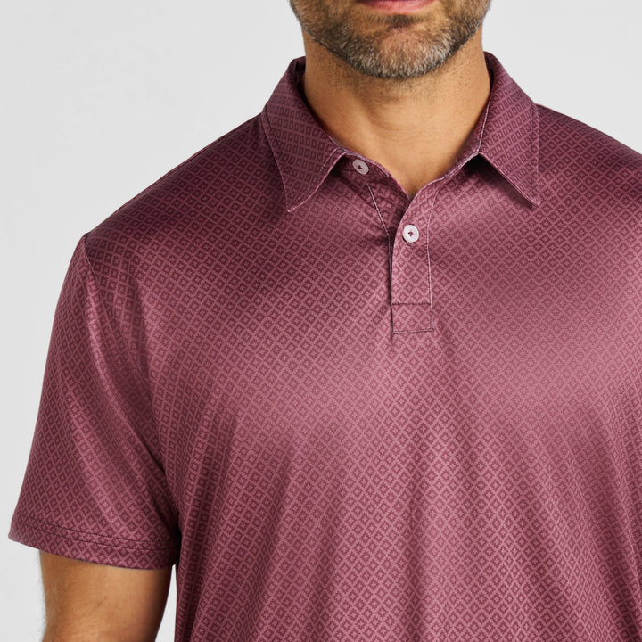 Ash & Erie Burgundy Links Tech Polo Shirt for Short Men   Tech Polo Shirt