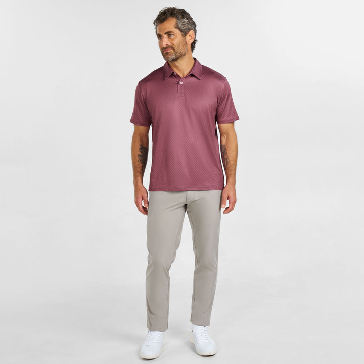 Ash & Erie Burgundy Links Tech Polo Shirt for Short Men   Tech Polo Shirt