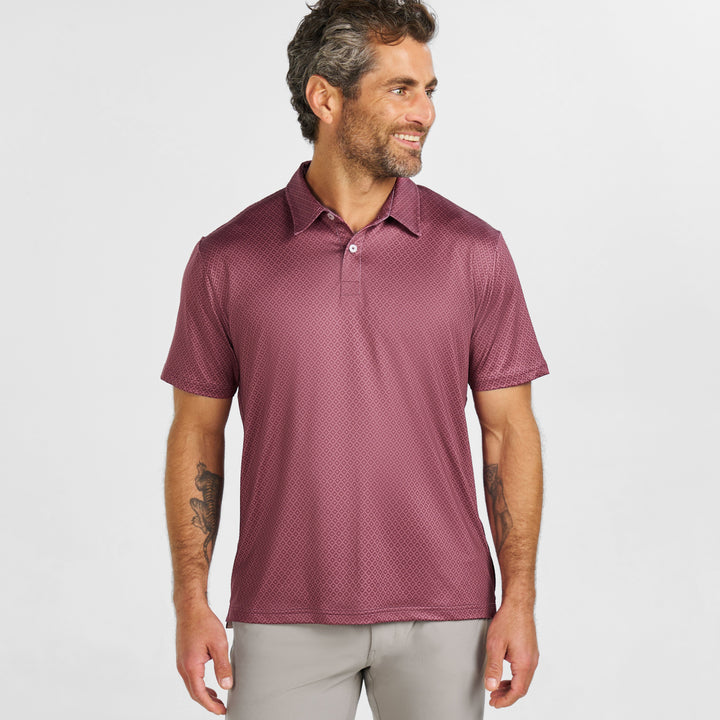 Ash & Erie Burgundy Links Tech Polo Shirt for Short Men   Tech Polo Shirt