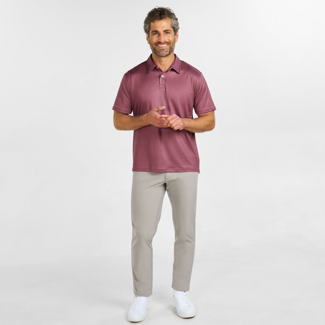 Ash & Erie Burgundy Links Tech Polo Shirt for Short Men   Tech Polo Shirt