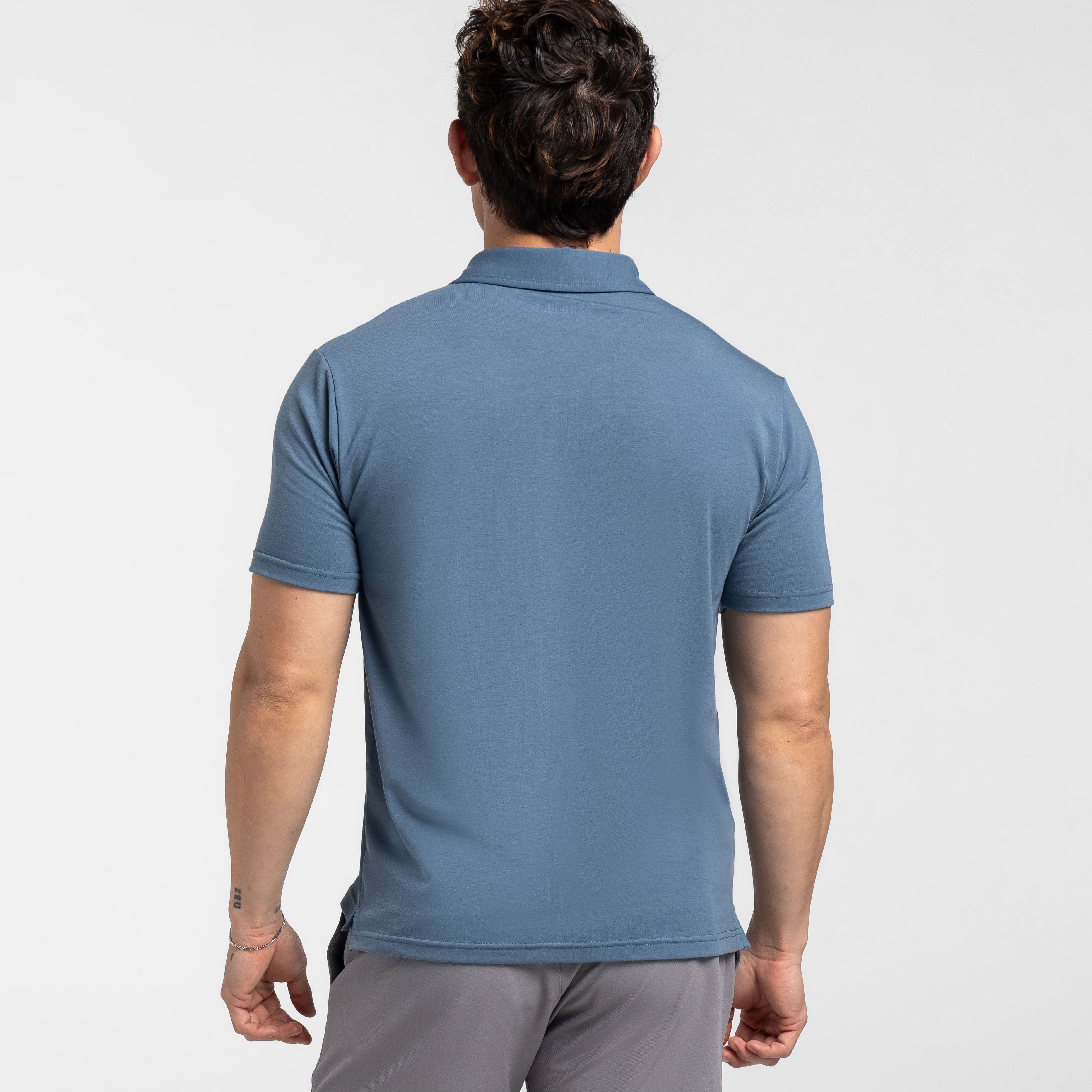 Ash & Erie Carbon Blue Tech Polo Shirt for Short Men   Tech Polo Shirt