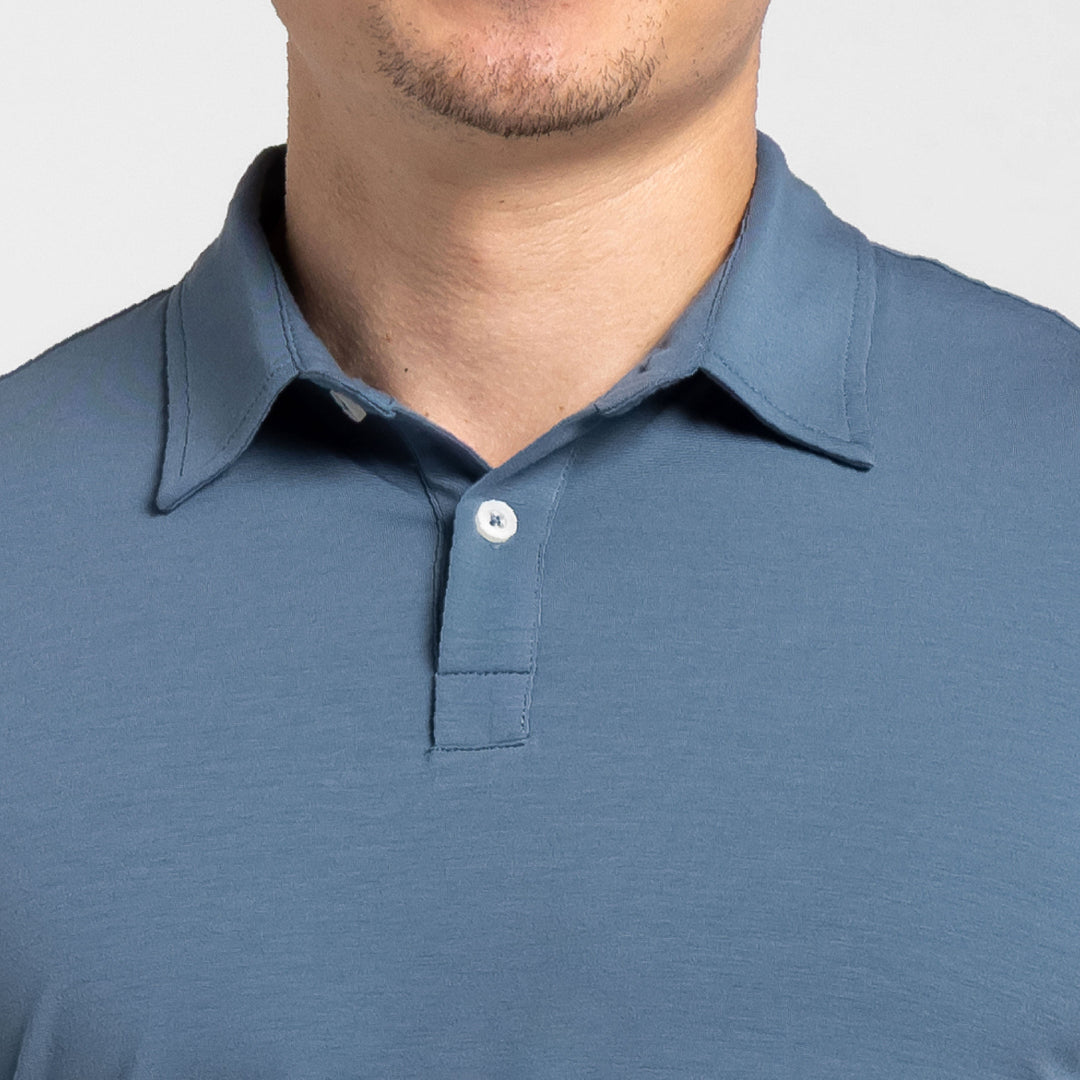 Ash & Erie Carbon Blue Tech Polo Shirt for Short Men   Tech Polo Shirt