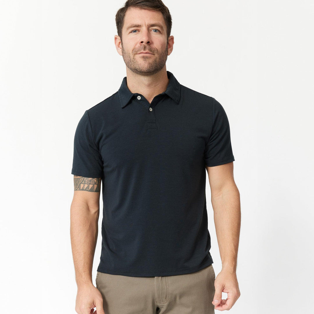Ash & Erie Charcoal Tech Polo Shirt for Short Men   Tech Polo Shirt