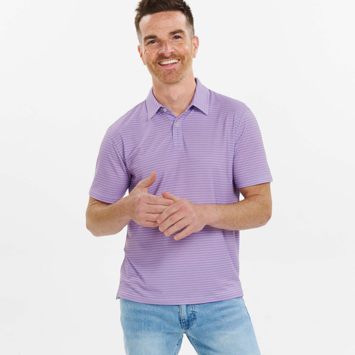 Ash & Erie Concord Stripes Tech Polo Shirt for Short Men   Tech Polo Shirt