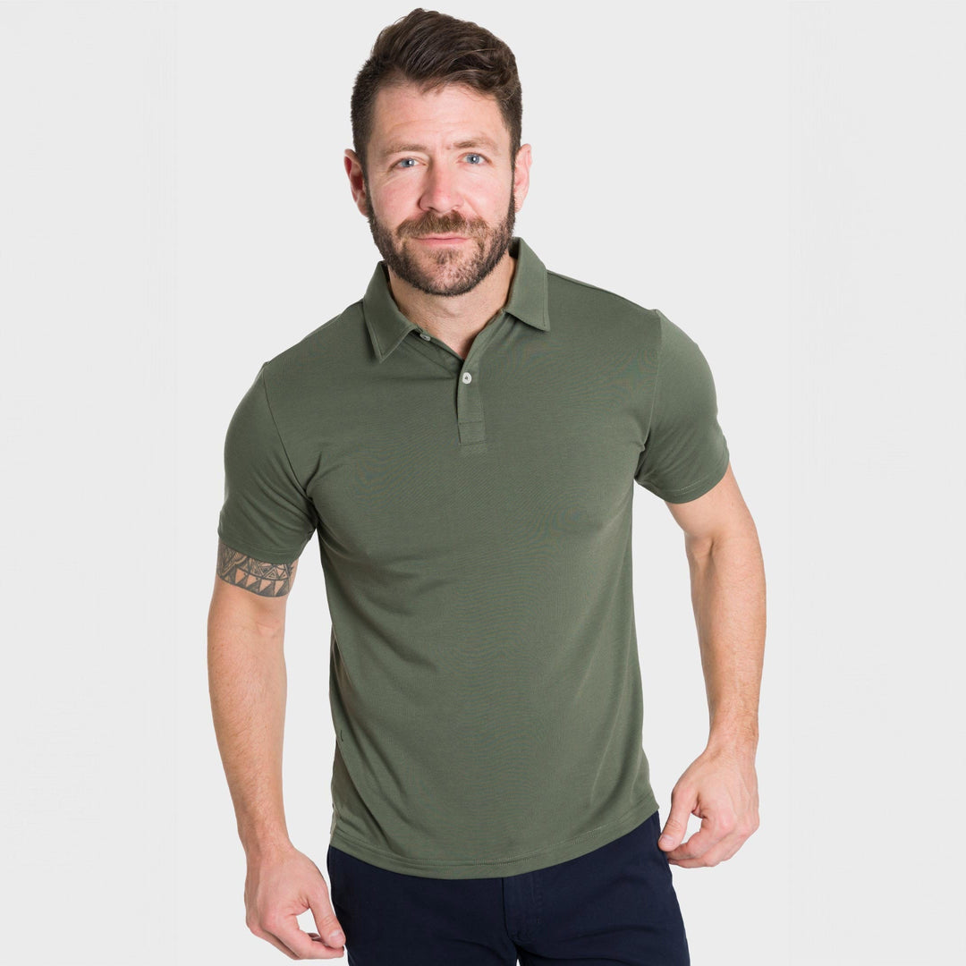 Ash & Erie Dark Green Tech Polo Shirt for Short Men   Tech Polo Shirt