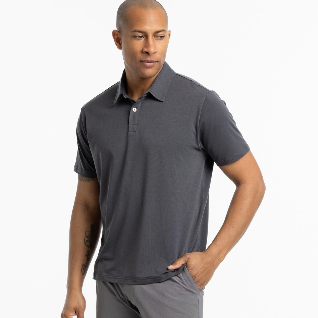 Ash & Erie Dark Grey Tech Polo Shirt for Short Men   Tech Polo Shirt