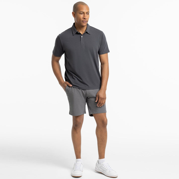 Ash & Erie Dark Grey Tech Polo Shirt for Short Men   Tech Polo Shirt