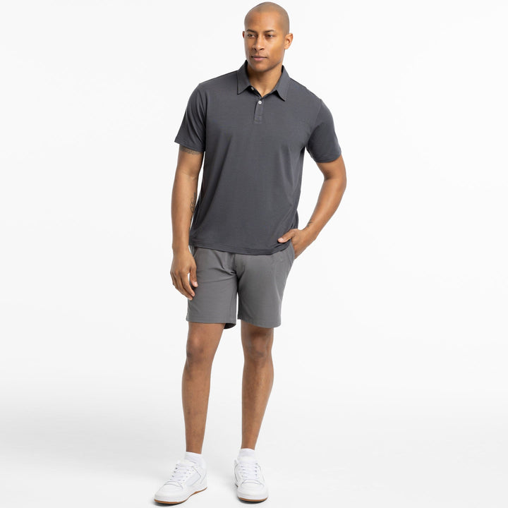 Ash & Erie Dark Grey Tech Polo Shirt for Short Men   Tech Polo Shirt