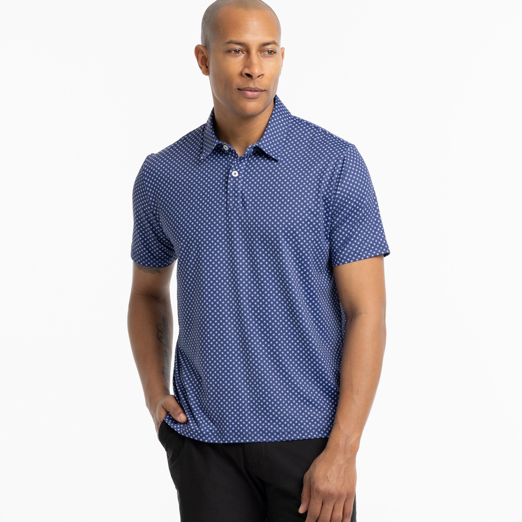 Ash & Erie Ellipses Tech Polo Shirt for Short Men   Tech Polo Shirt