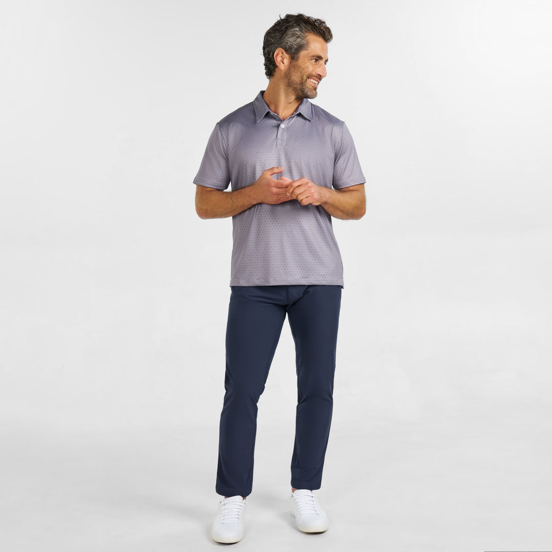 Ash & Erie Grey Dots Tech Polo Shirt for Short Men   Tech Polo Shirt