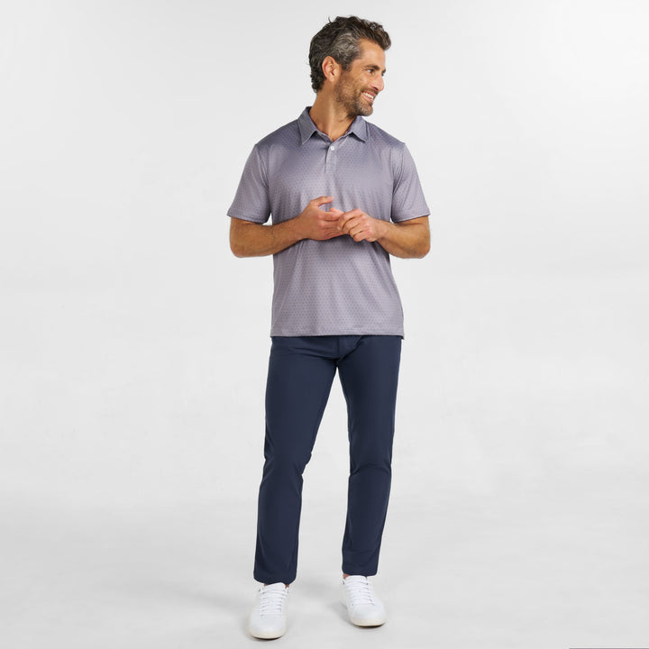 Ash & Erie Grey Dots Tech Polo Shirt for Short Men   Tech Polo Shirt
