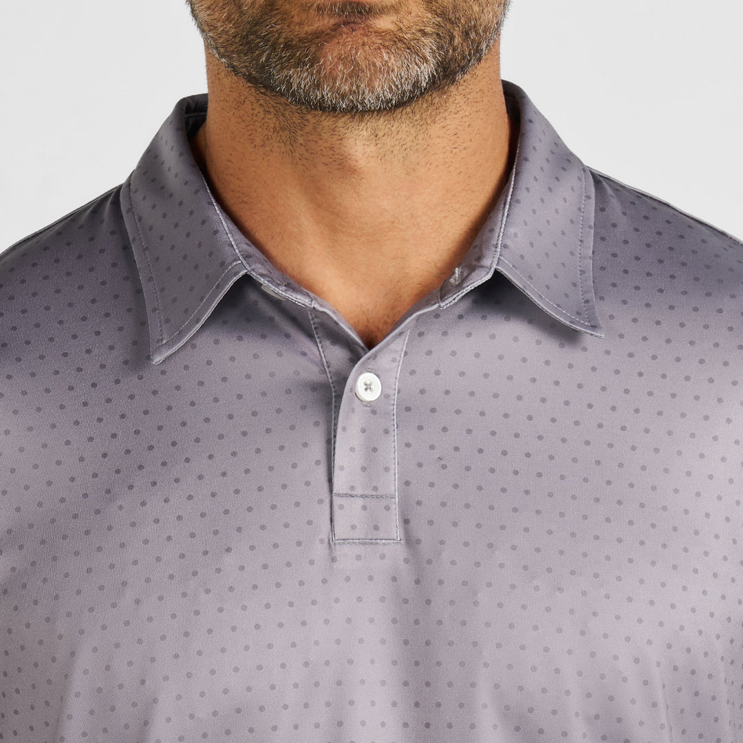 Ash & Erie Grey Dots Tech Polo Shirt for Short Men   Tech Polo Shirt