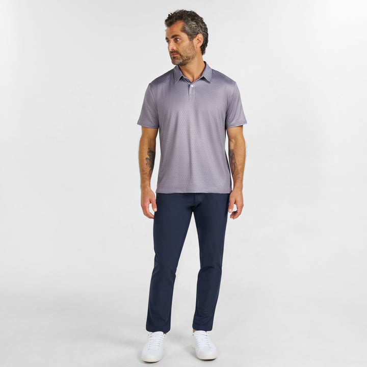 Ash & Erie Grey Dots Tech Polo Shirt for Short Men   Tech Polo Shirt