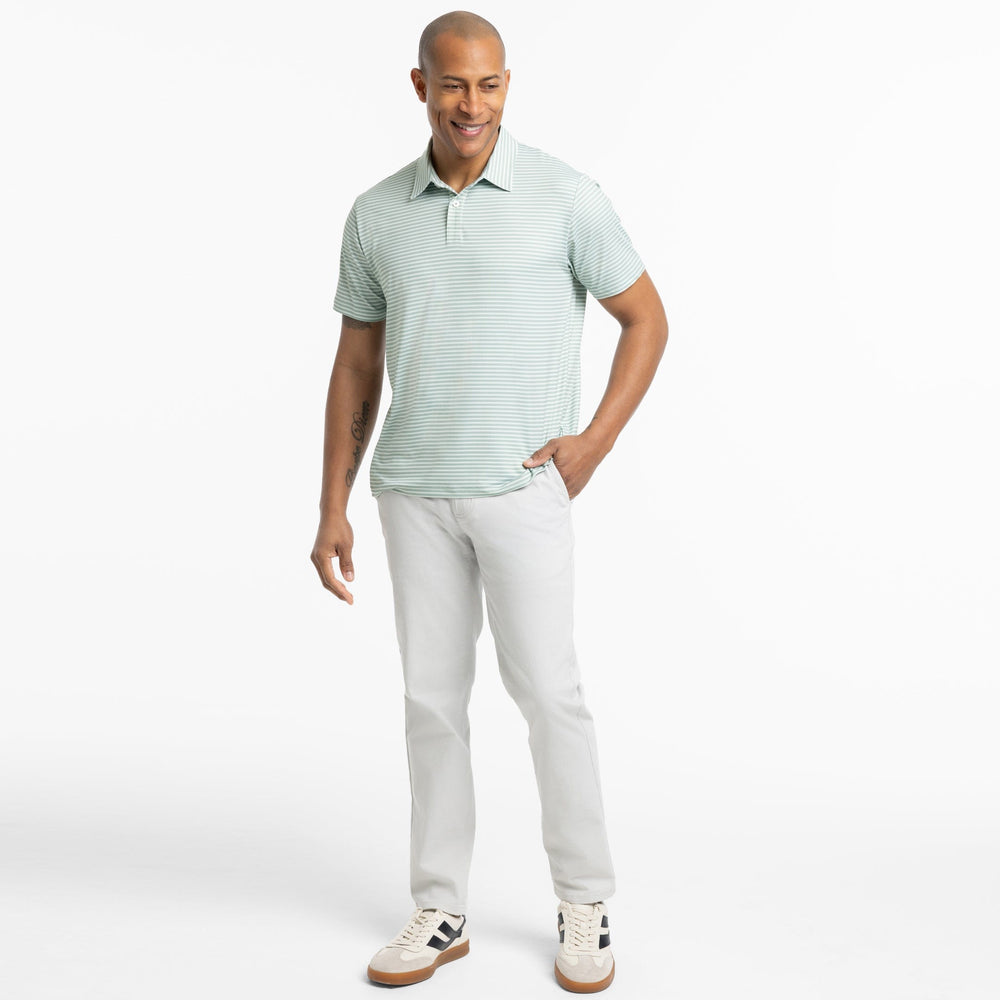 Ash & Erie Mint Stripe Tech Polo Shirt for Short Men   Tech Polo Shirt