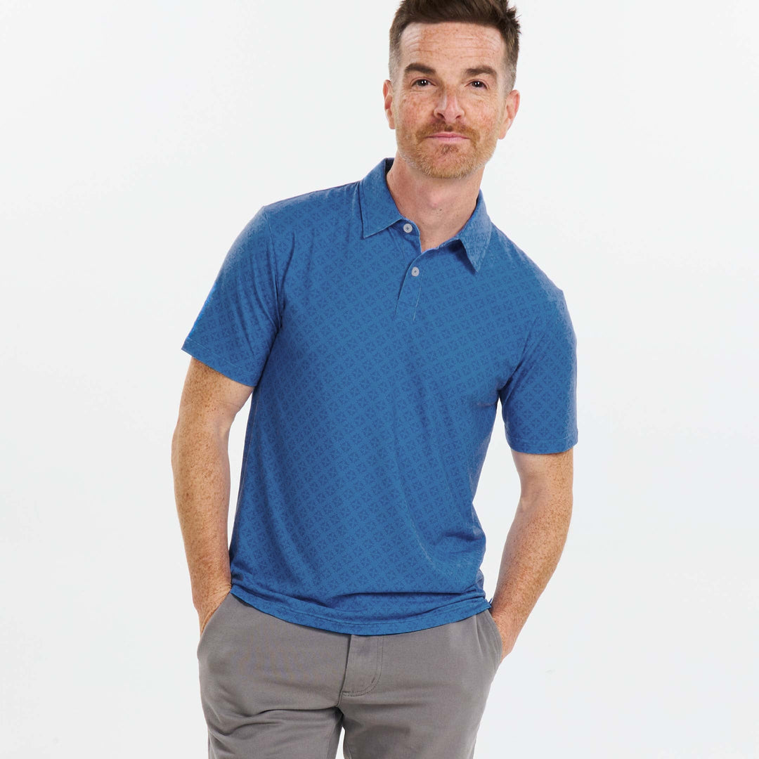 Ash & Erie Pacific Print Tech Polo Shirt for Short Men   Tech Polo Shirt