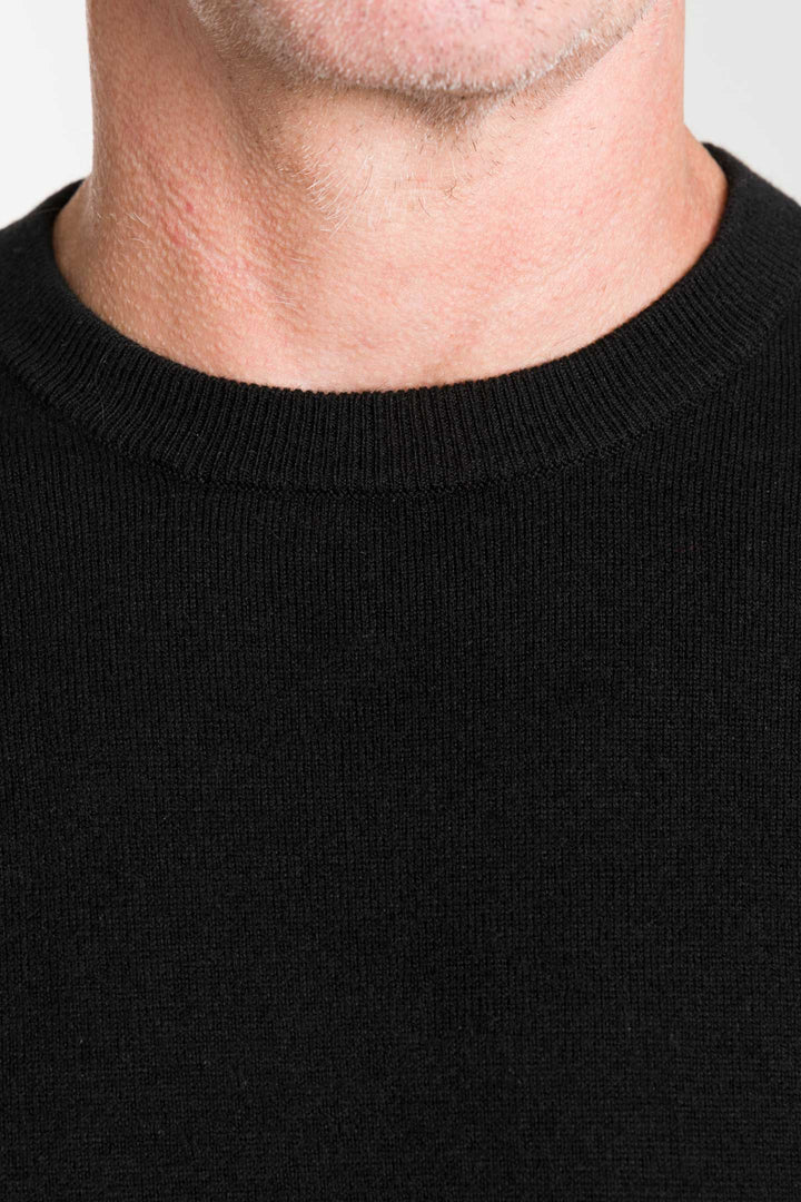 Buy Black Merino Crew-Neck Sweater for Short Men | Ash & Erie   Merino Wool Sweater