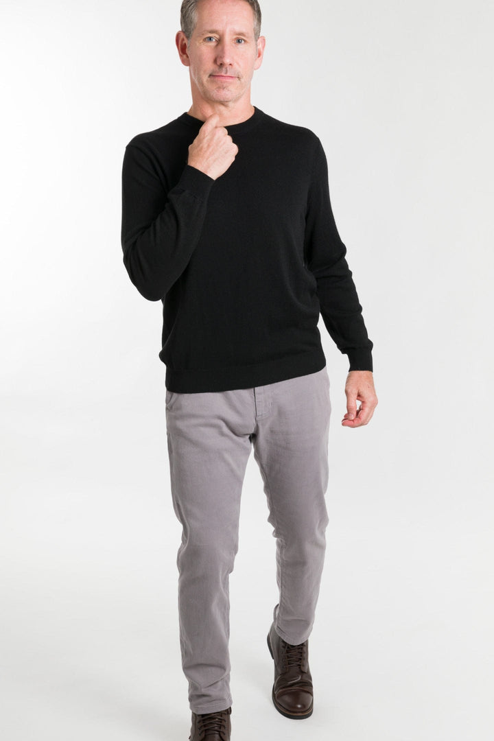 Buy Black Merino Crew-Neck Sweater for Short Men | Ash & Erie   Merino Wool Sweater